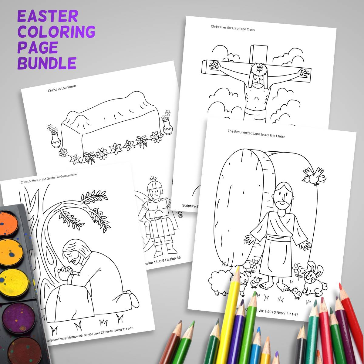 Free Easter Coloring Pages Christian Art Bundle - PDF Download