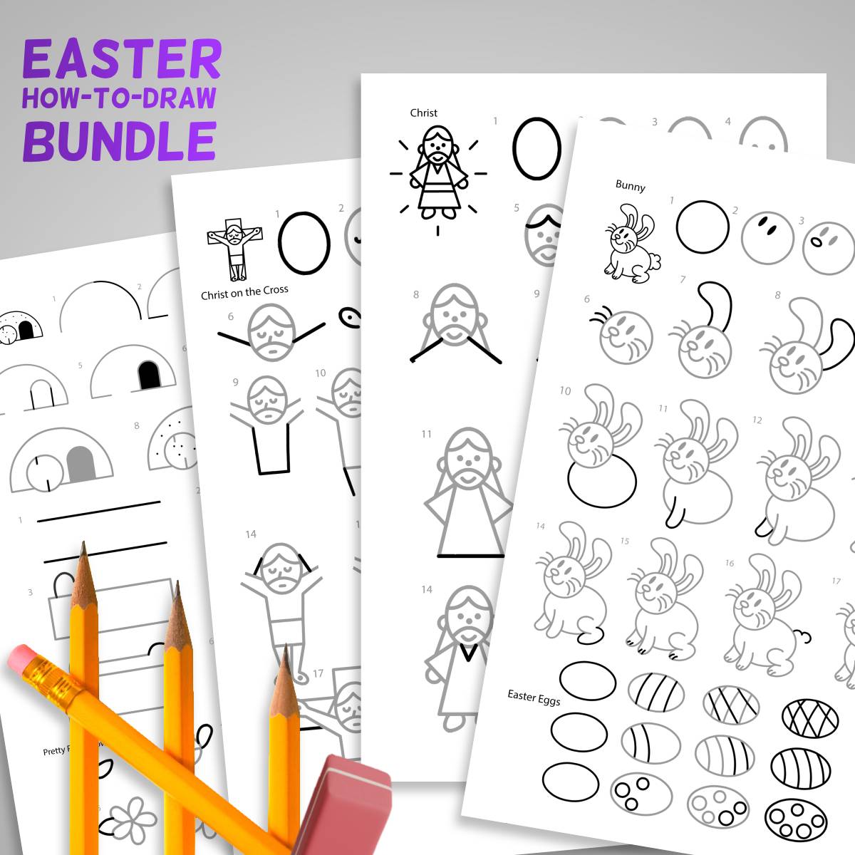 Free Easter How to Draw Step-by-Step Art Pages Christian Bundle - PDF Download