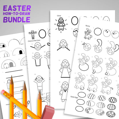 Free Easter How to Draw Step-by-Step Art Pages Christian Bundle - PDF Download